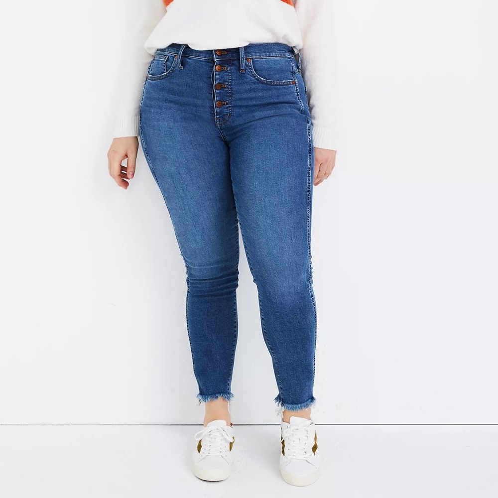 Madewell 10" High-Rise Skinny Jeans in Mackey Wash: Button-Front Edition